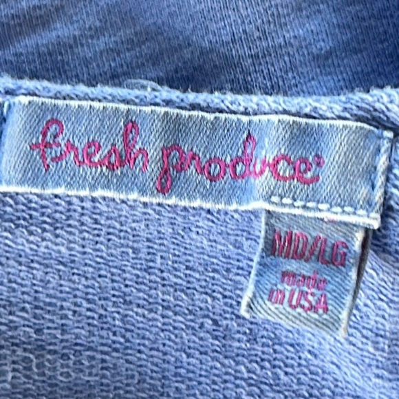 Fresh Produce Periwinkle Blue Sunset Sweatshirt w Raw/Unfinished Hems - Picture 2 of 13